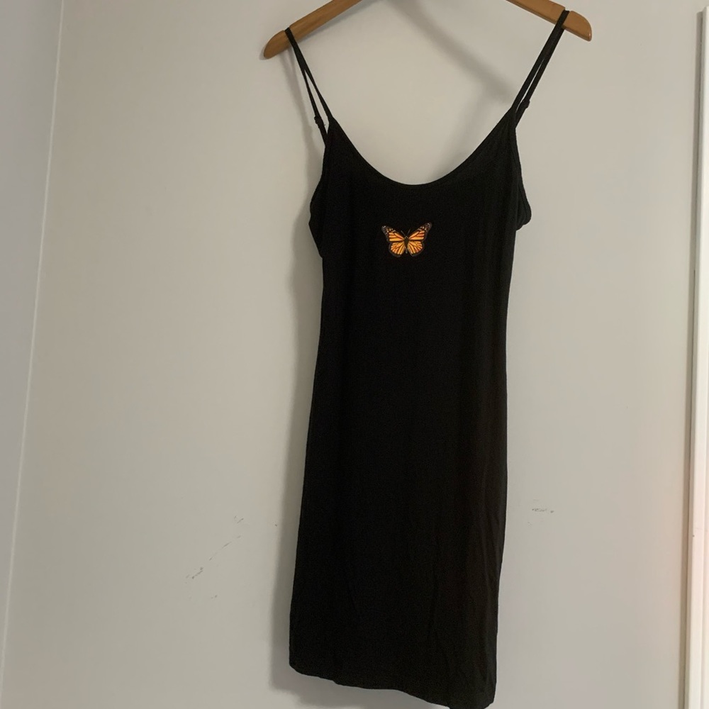 (2/$20) Shein Sm Butterfly Vinyl Black Dress